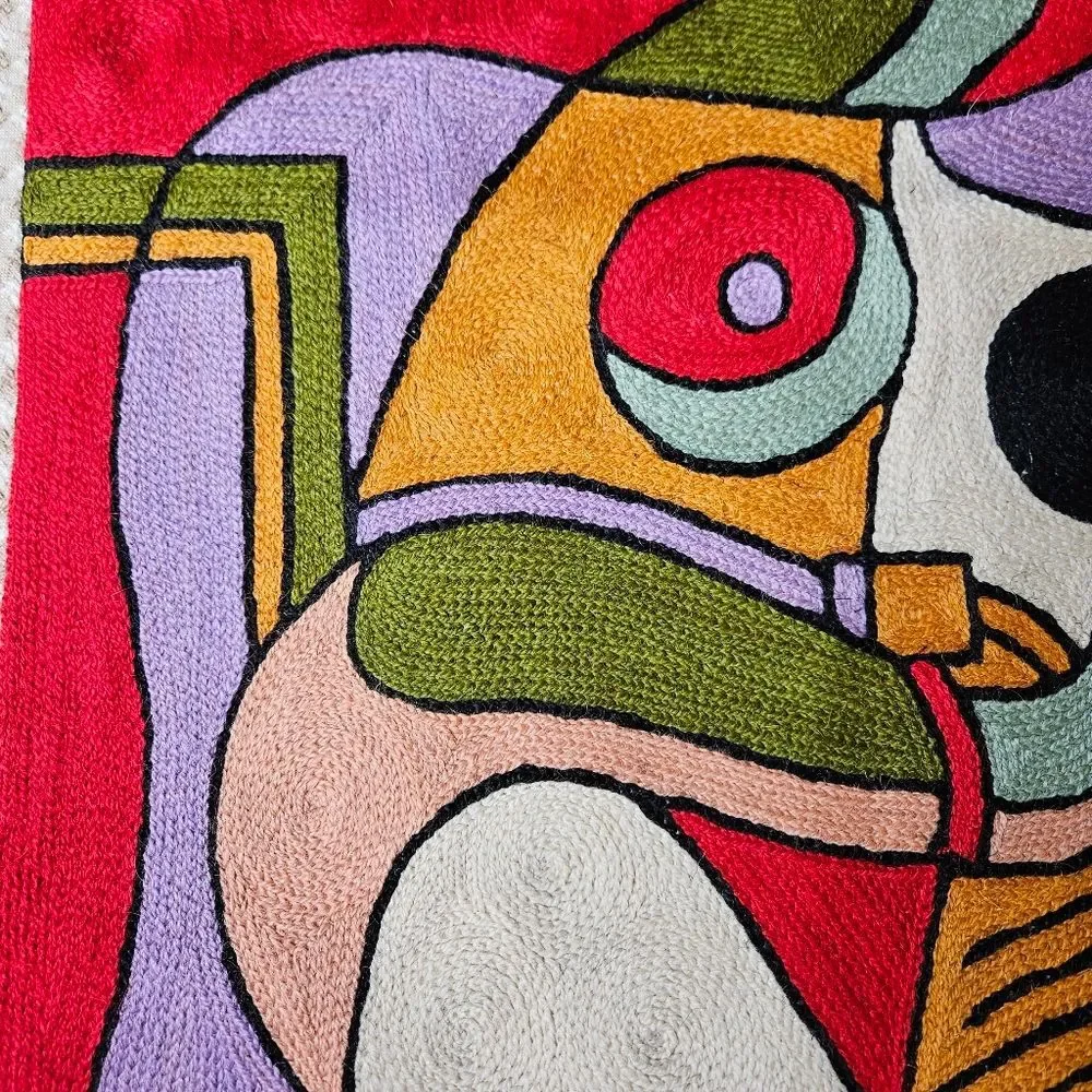 Kashmir Modern Art Picasso Silk & Wool Girl Before a Mirror Throw Pillow Cover